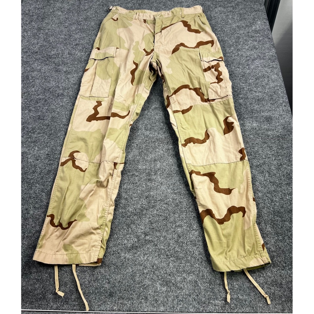 US Military Desert Camo Combat Trousers Ripstop Cargo Pants Large Long 35-39 W